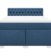 Boxspringbett mit Matratze Blau 140x200 cm Stoff