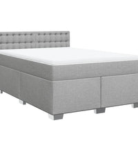 Boxspringbett mit Matratze Hellgrau 140x200 cm Stoff