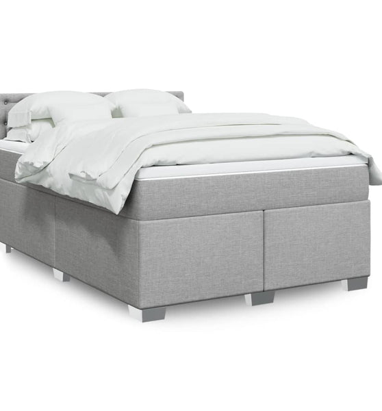 Boxspringbett mit Matratze Hellgrau 140x200 cm Stoff