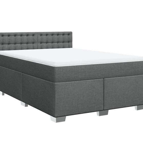 Boxspringbett mit Matratze Dunkelgrau 140x200 cm Stoff