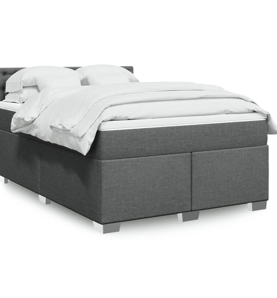 Boxspringbett mit Matratze Dunkelgrau 140x200 cm Stoff