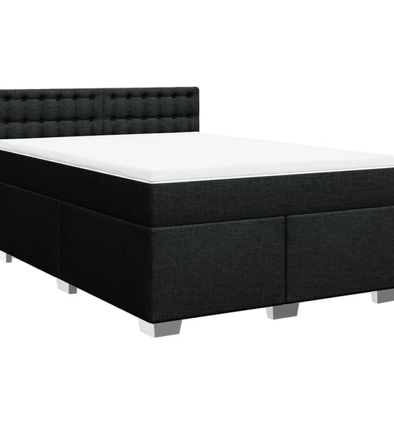 Boxspringbett mit Matratze Schwarz 140x200 cm Stoff