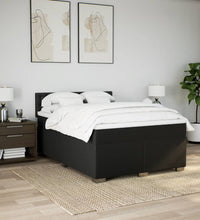 Boxspringbett mit Matratze Schwarz 140x200 cm Stoff