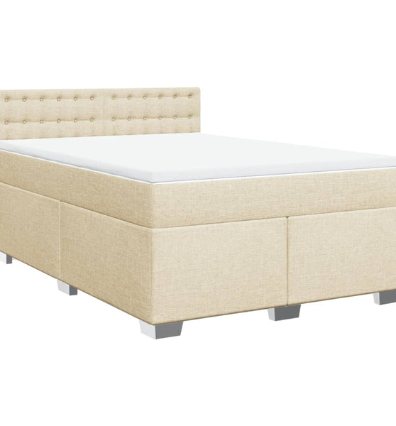 Boxspringbett mit Matratze Creme 140x200 cm Stoff