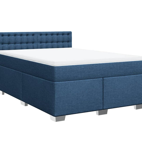 Boxspringbett mit Matratze Blau 140x200 cm Stoff