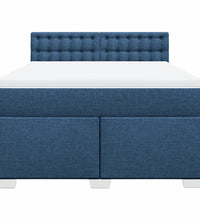 Boxspringbett mit Matratze Blau 140x200 cm Stoff