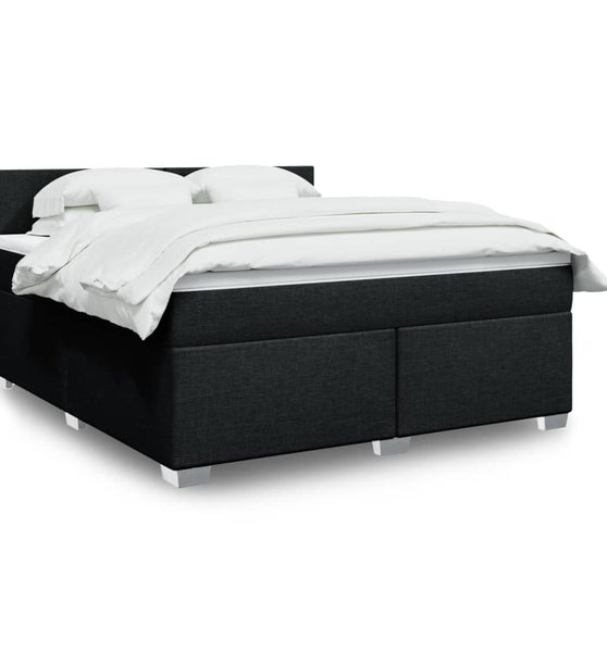 Boxspringbett mit Matratze Schwarz 180x200 cm Stoff