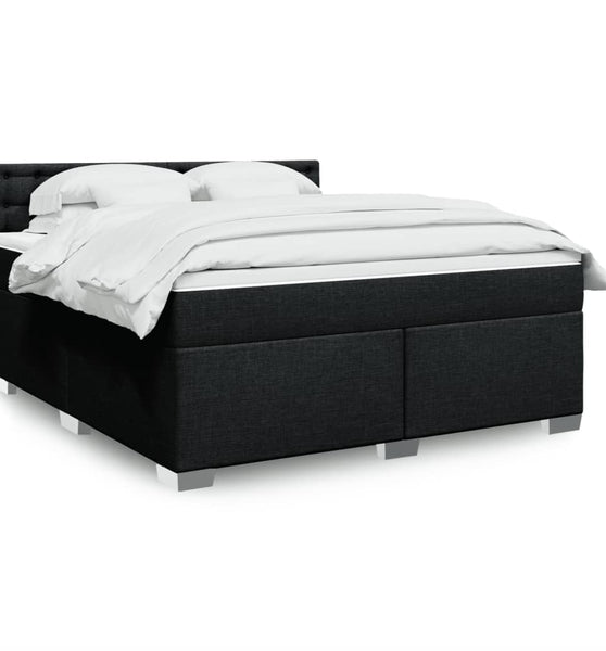 Boxspringbett mit Matratze Schwarz 180x200 cm Stoff