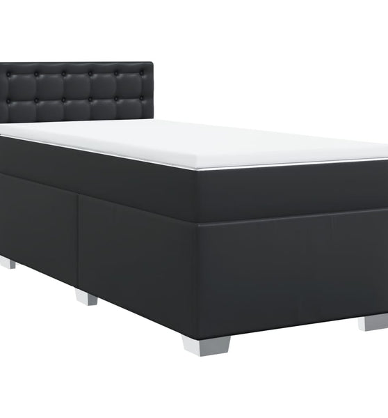 Boxspringbett mit Matratze Schwarz 80x200 cm Kunstleder
