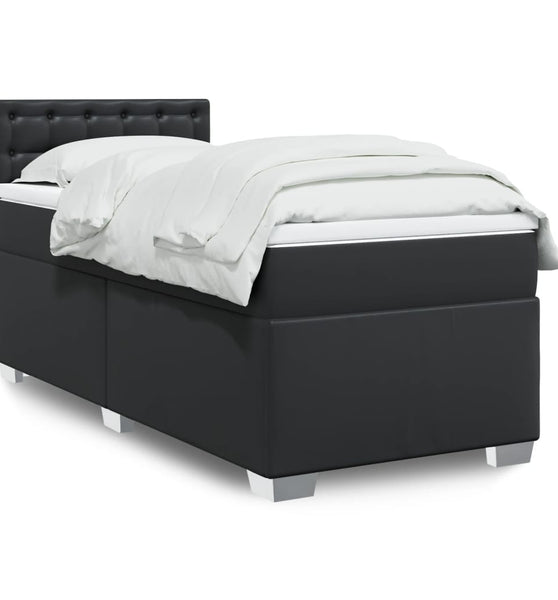 Boxspringbett mit Matratze Schwarz 80x200 cm Kunstleder
