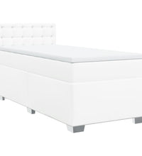 Boxspringbett mit Matratze Weiß 80x200 cm Kunstleder