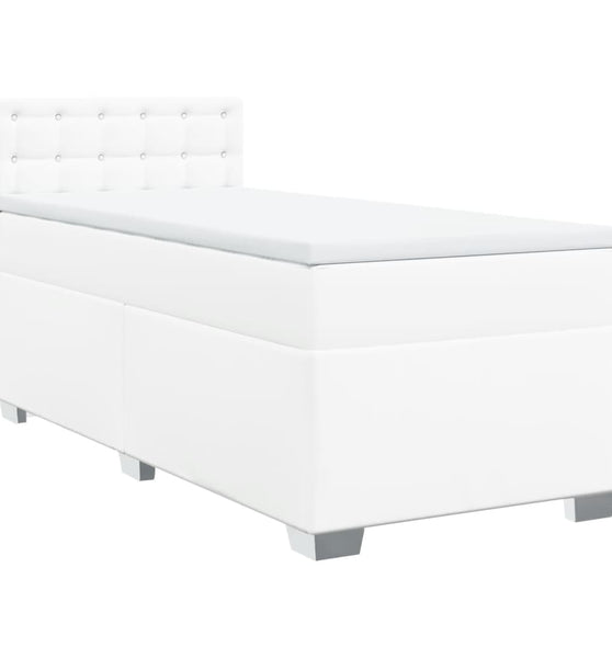 Boxspringbett mit Matratze Weiß 80x200 cm Kunstleder
