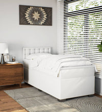 Boxspringbett mit Matratze Weiß 80x200 cm Kunstleder