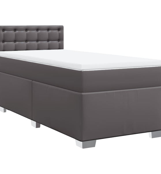 Boxspringbett mit Matratze Grau 80x200 cm Kunstleder