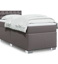 Boxspringbett mit Matratze Grau 80x200 cm Kunstleder