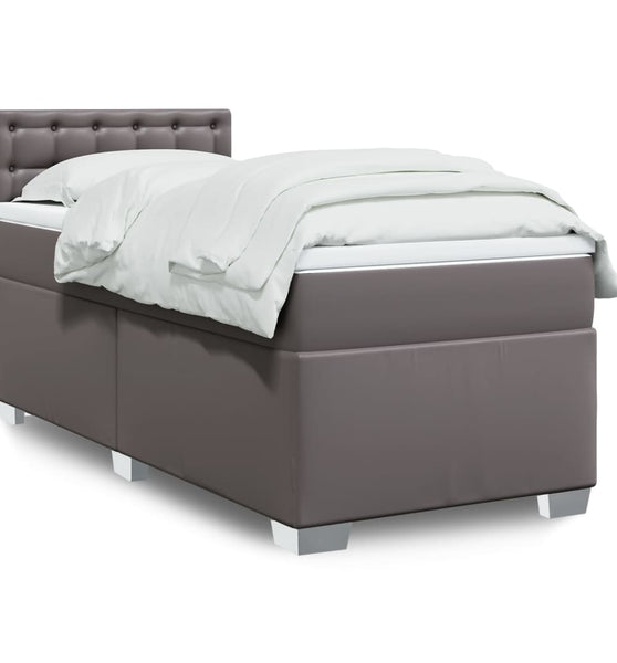 Boxspringbett mit Matratze Grau 80x200 cm Kunstleder