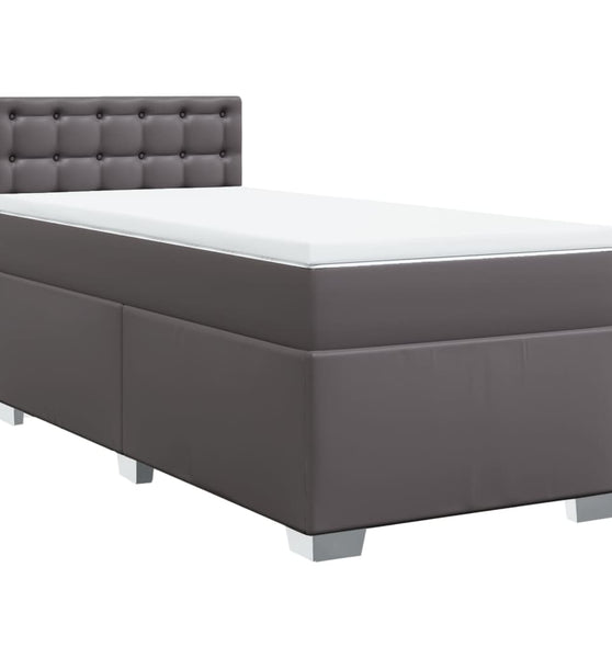 Boxspringbett mit Matratze Grau 90x190 cm Kunstleder