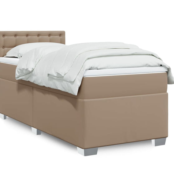 Boxspringbett mit Matratze Cappuccino-Braun 90x200cm Kunstleder