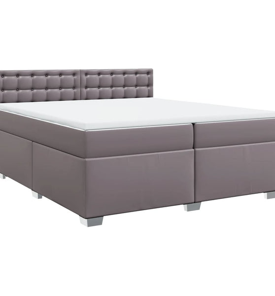 Boxspringbett mit Matratze Grau 200x200 cm Kunstleder