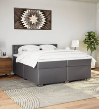 Boxspringbett mit Matratze Grau 200x200 cm Kunstleder