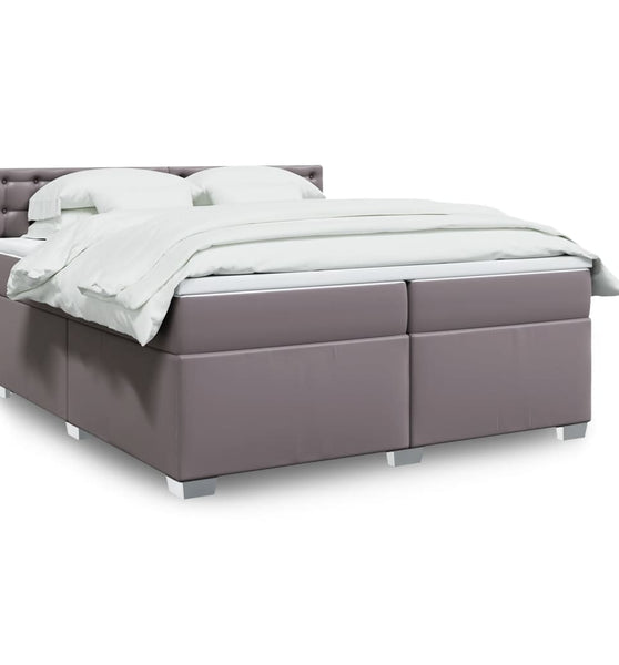 Boxspringbett mit Matratze Grau 200x200 cm Kunstleder