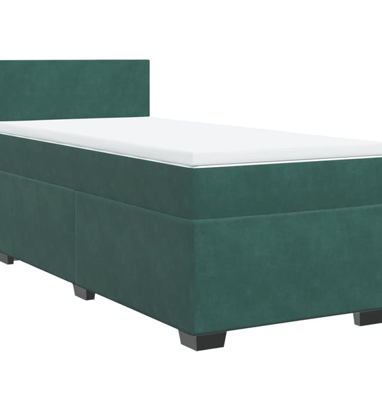 Boxspringbett mit Matratze Dunkelgrün 80x200 cm Samt