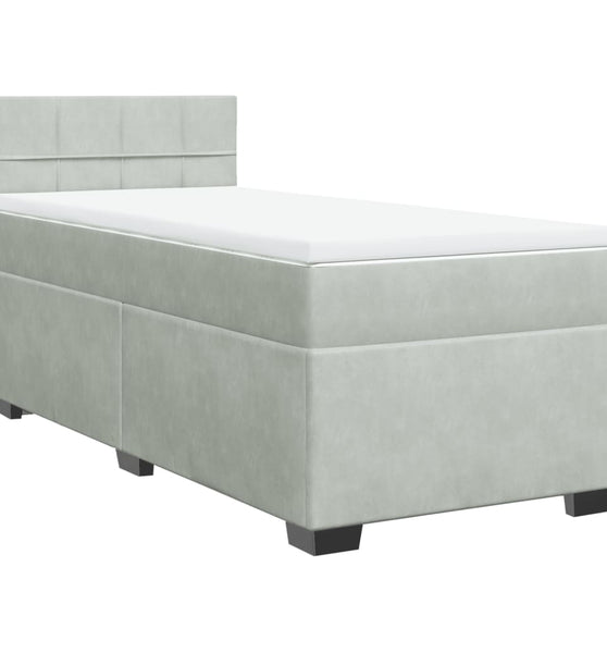 Boxspringbett mit Matratze Hellgrau 80x200 cm Samt
