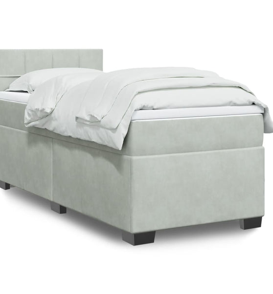 Boxspringbett mit Matratze Hellgrau 80x200 cm Samt