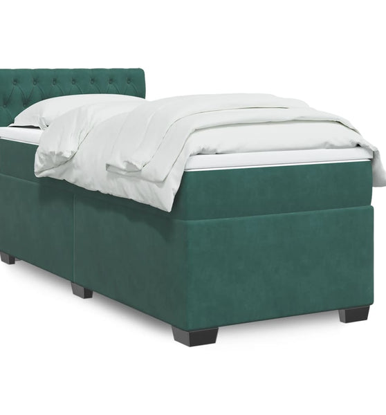 Boxspringbett mit Matratze Dunkelgrün 80x200 cm Samt
