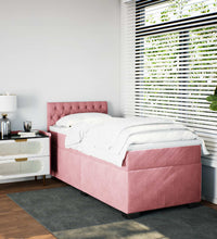 Boxspringbett mit Matratze Rosa 80x200 cm Samt