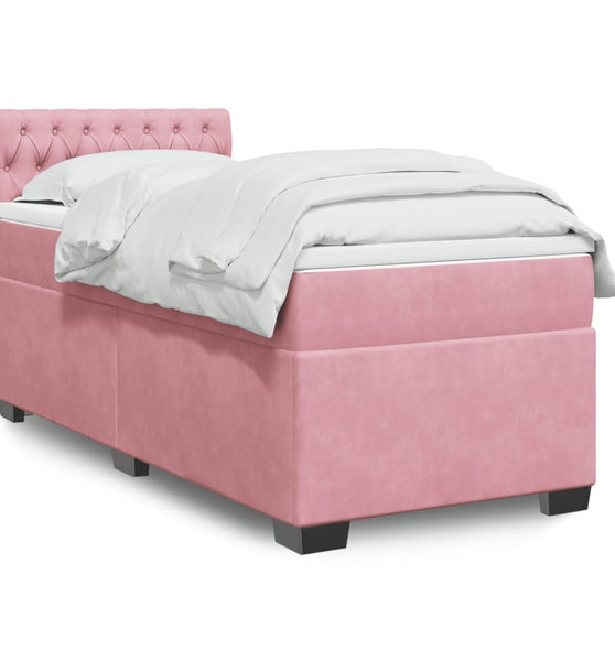 Boxspringbett mit Matratze Rosa 80x200 cm Samt