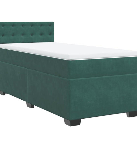 Boxspringbett mit Matratze Dunkelgrün 80x200 cm Samt
