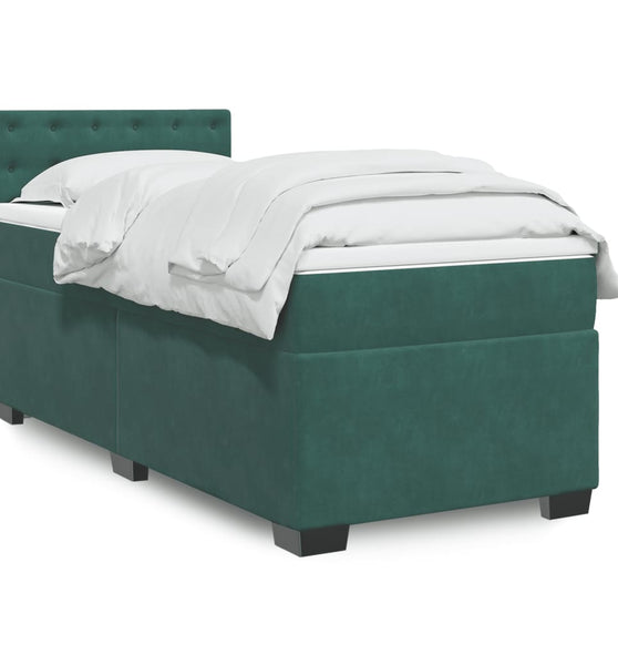 Boxspringbett mit Matratze Dunkelgrün 80x200 cm Samt