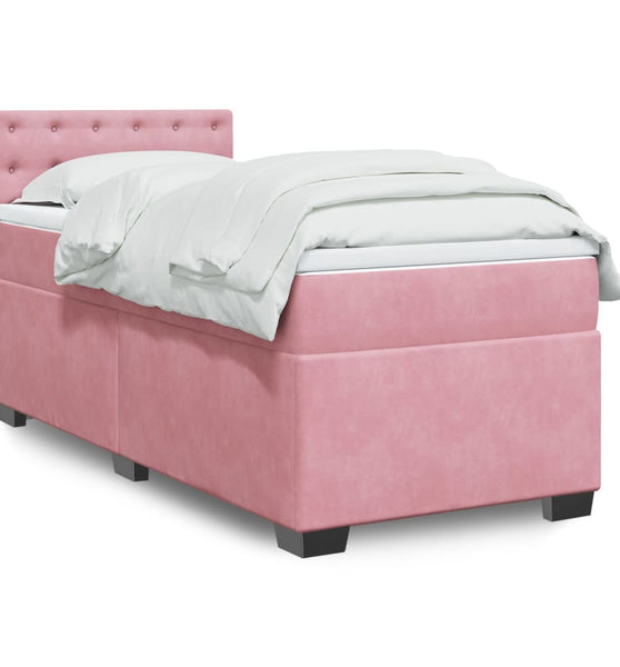 Boxspringbett mit Matratze Rosa 80x200 cm Samt