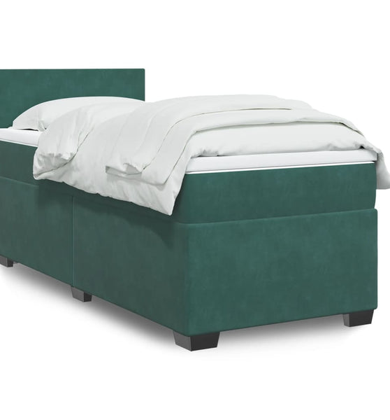 Boxspringbett mit Matratze Dunkelgrün 90x190 cm Samt