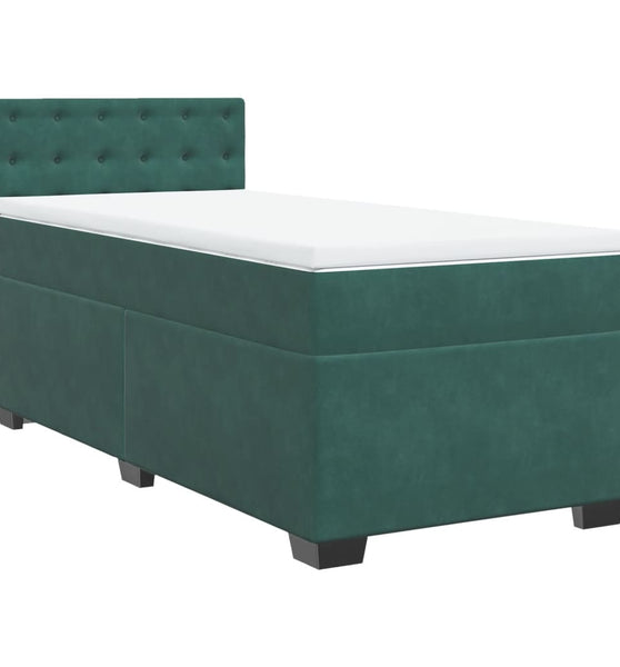 Boxspringbett mit Matratze Dunkelgrün 90x190 cm Samt