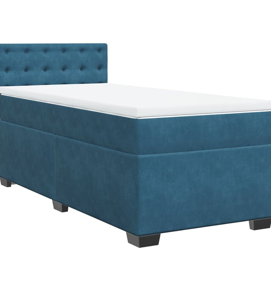 Boxspringbett mit Matratze Dunkelblau 90x190 cm Samt