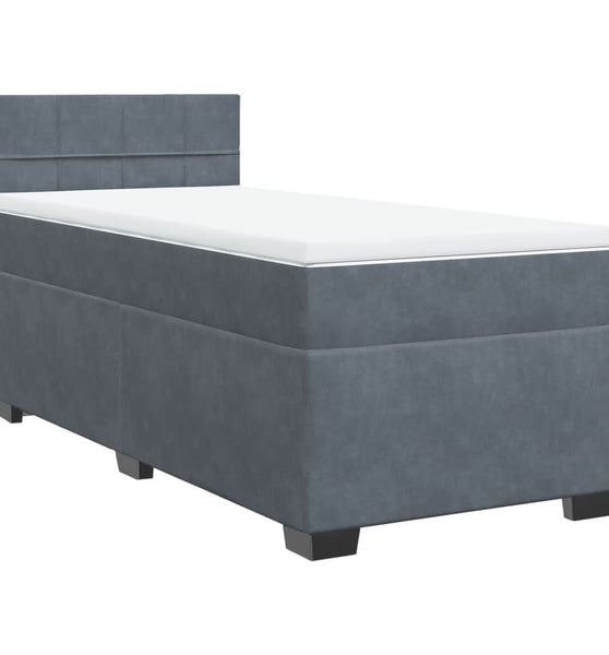 Boxspringbett mit Matratze Dunkelgrau 90x190 cm Samt