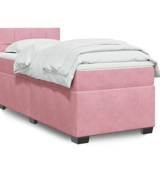 Boxspringbett mit Matratze Rosa 90x190 cm Samt
