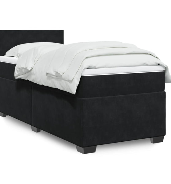 Boxspringbett mit Matratze Schwarz 90x200 cm Samt