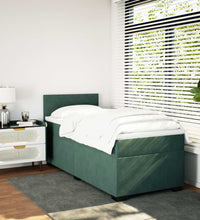 Boxspringbett mit Matratze Dunkelgrün 90x200 cm Samt