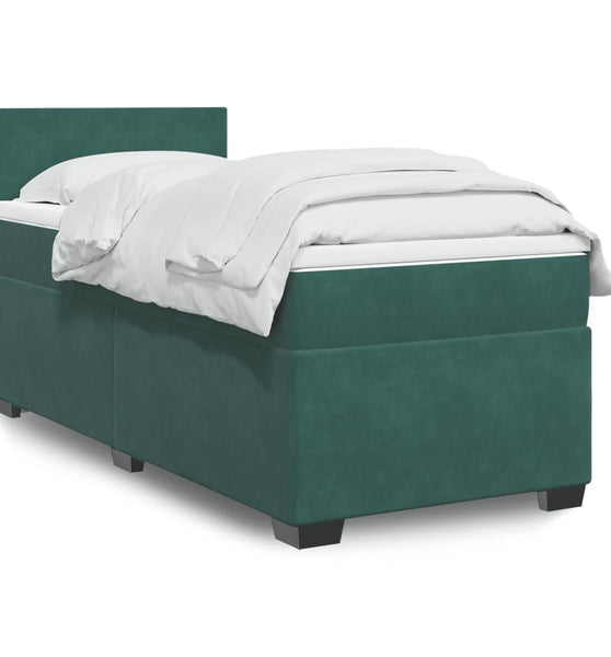 Boxspringbett mit Matratze Dunkelgrün 90x200 cm Samt