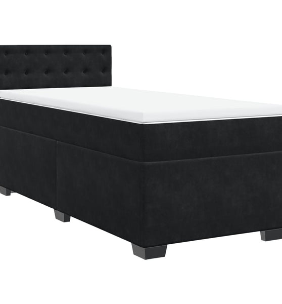 Boxspringbett mit Matratze Schwarz 90x200 cm Samt