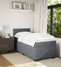 Boxspringbett mit Matratze Dunkelgrau 90x200 cm Samt