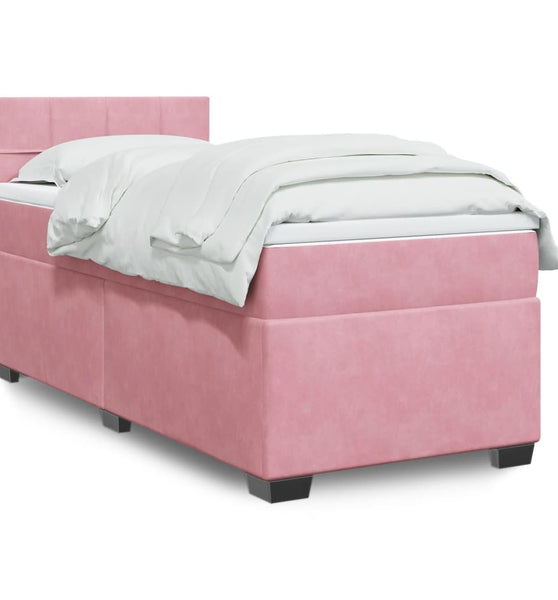 Boxspringbett mit Matratze Rosa 90x200 cm Samt