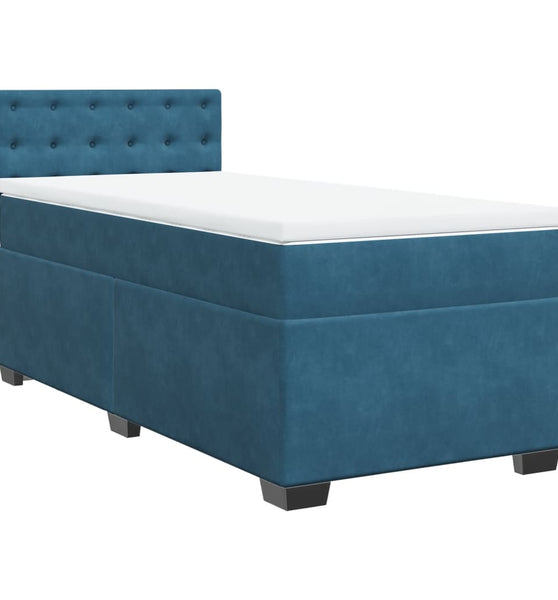 Boxspringbett mit Matratze Dunkelblau 100x200 cm Samt