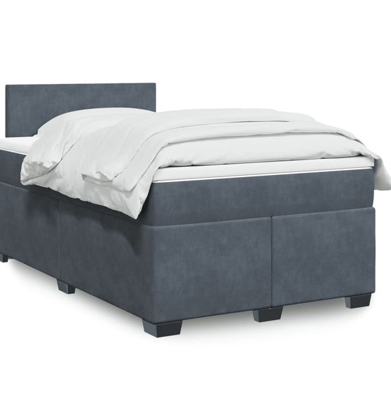 Boxspringbett mit Matratze Dunkelgrau 120x190 cm Samt