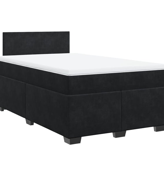 Boxspringbett mit Matratze Schwarz 120x190 cm Samt