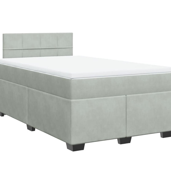 Boxspringbett mit Matratze Hellgrau 120x190 cm Samt