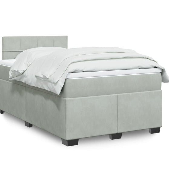 Boxspringbett mit Matratze Hellgrau 120x190 cm Samt